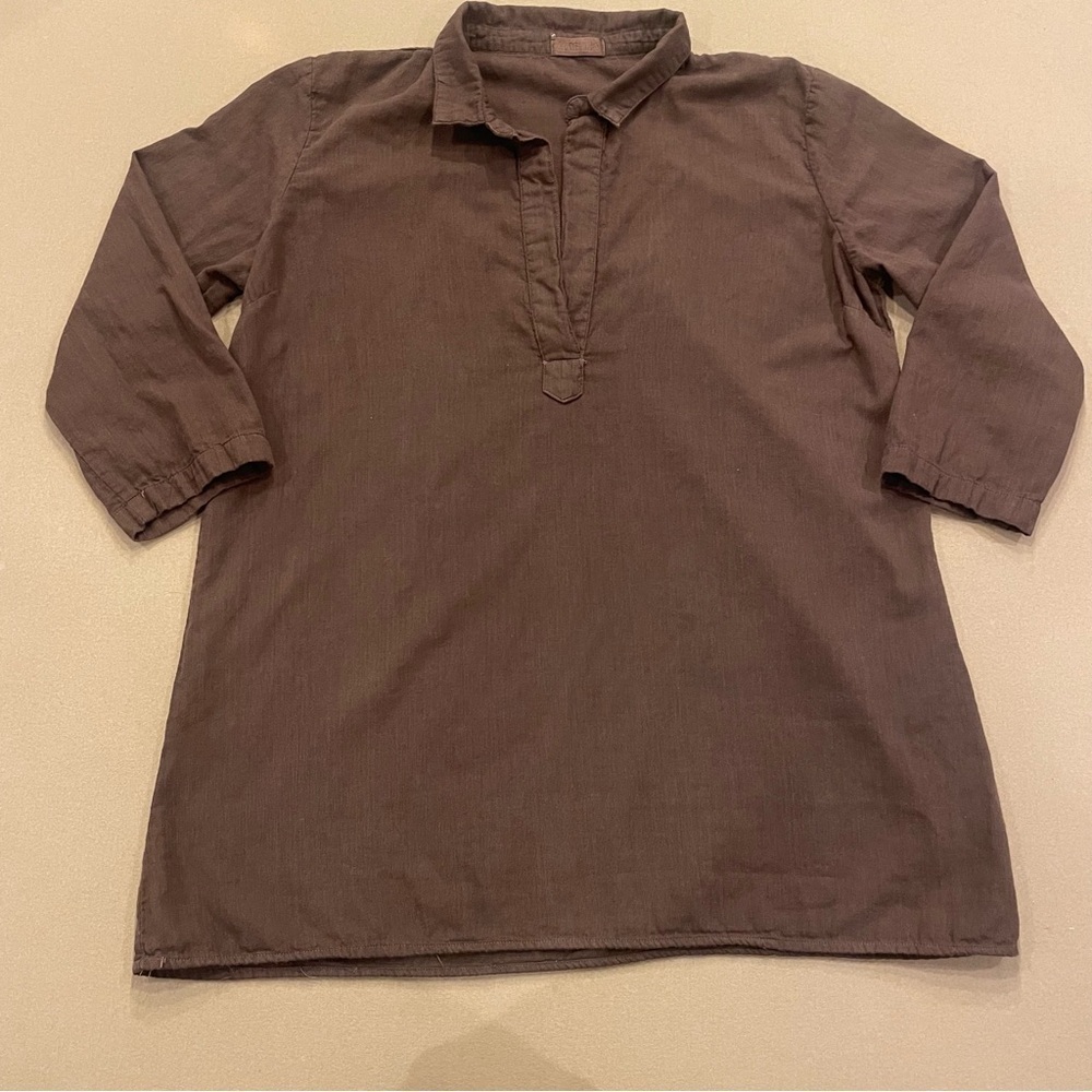 Women’s CP Shades Chocolate Brown 3/4 Length Sleeve 100% Cotton Tunic Size Large